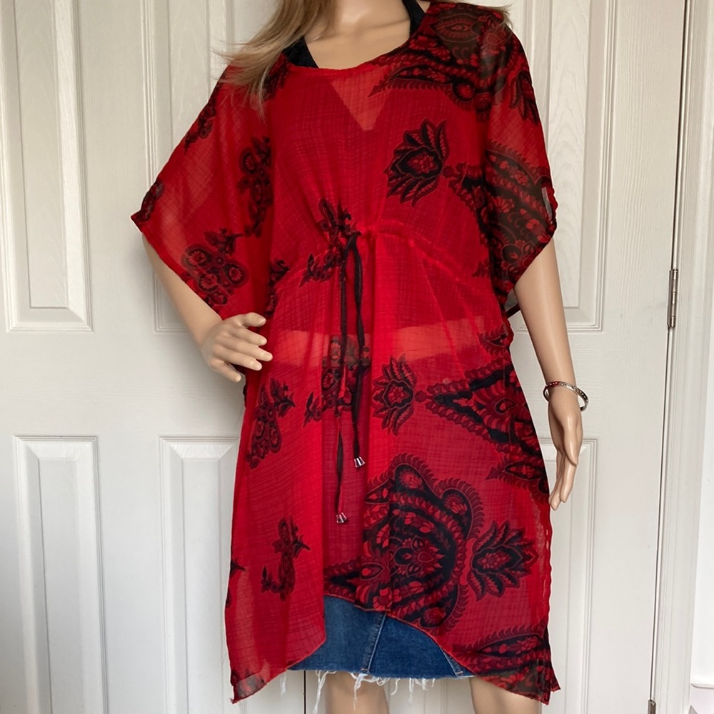American Leisure Swimsuit Cover-up, Red and Black